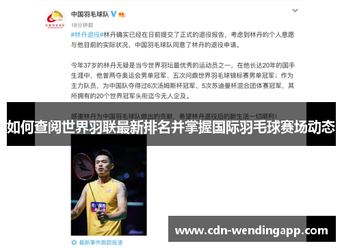 如何查阅世界羽联最新排名并掌握国际羽毛球赛场动态