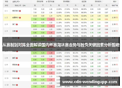 从赛制到对阵全面解读国内杯赛淘汰赛走势与胜负关键因素分析前瞻